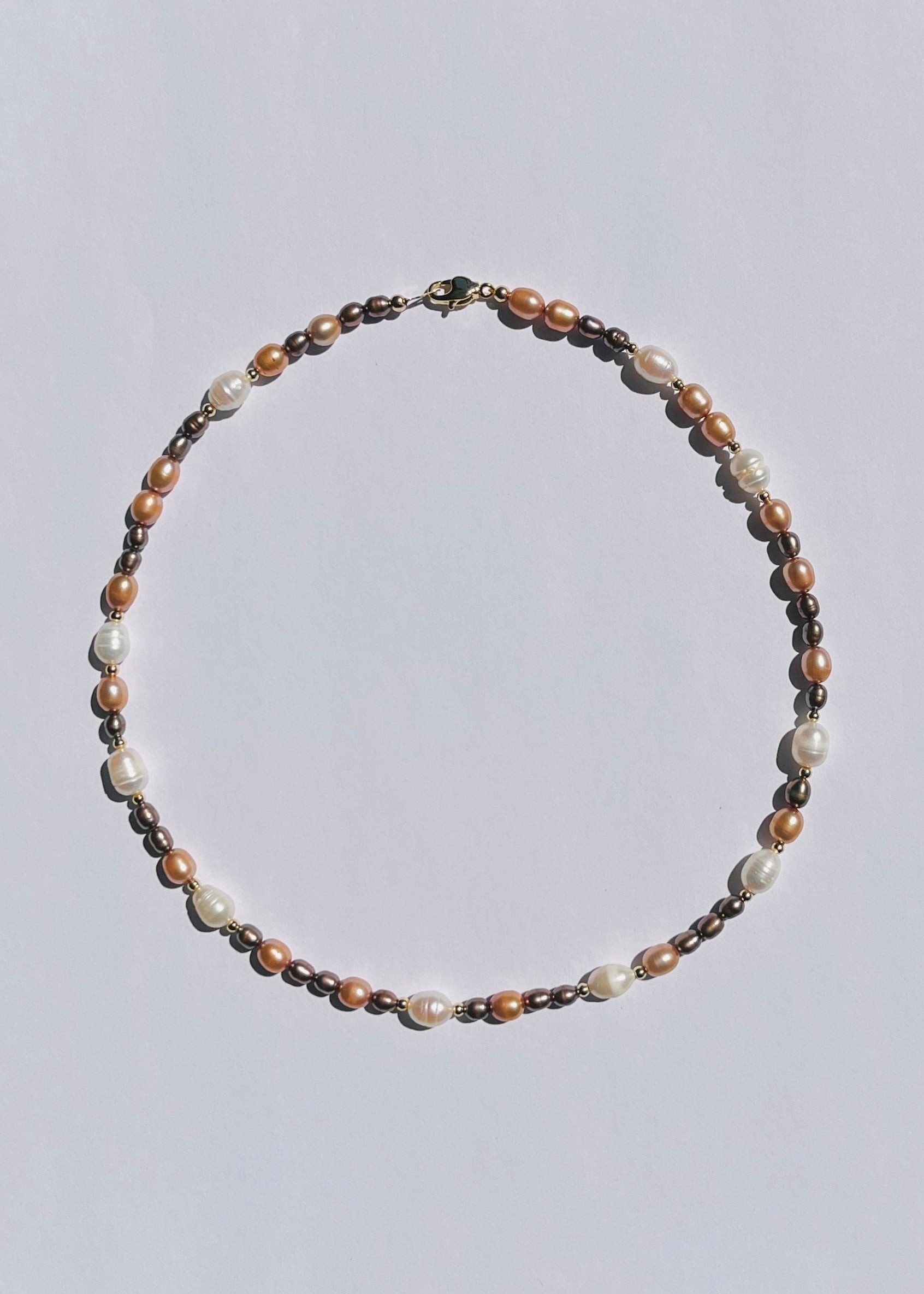 Kai asymmetric gold and bronze pearl necklace with freshwater pearls