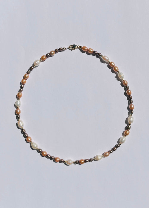 Kai asymmetric gold and bronze pearl necklace with freshwater pearls