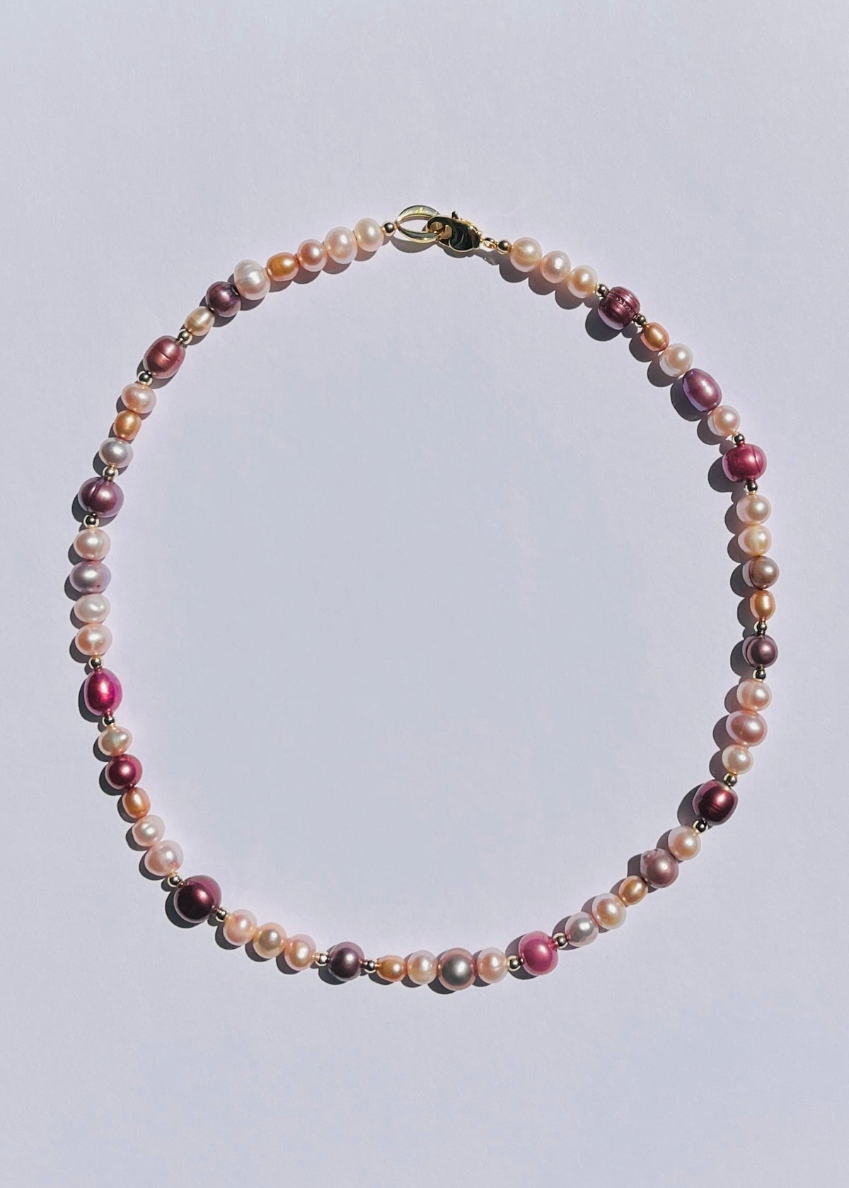 Sakura pink freshwater pearl necklace inspired by Japanese cherry blossoms